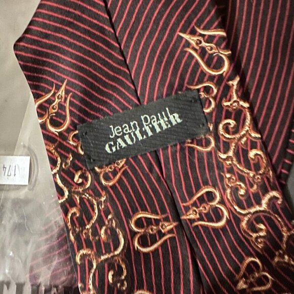 Jean Paul Gaultier Absolut Sweden Silk NWT Tie RARE Maroon Red Neckwear Baroque - Picture 4 of 10